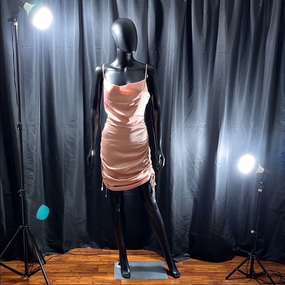 Forever 21 Orange Pink Ruched Bodycon Mini Dress